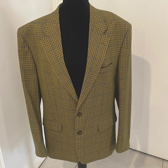 OLD RIVER OVERSIZED unisex Houndstooth Wool Green Blazer Made in France Size 42 - Picture 1 of 17